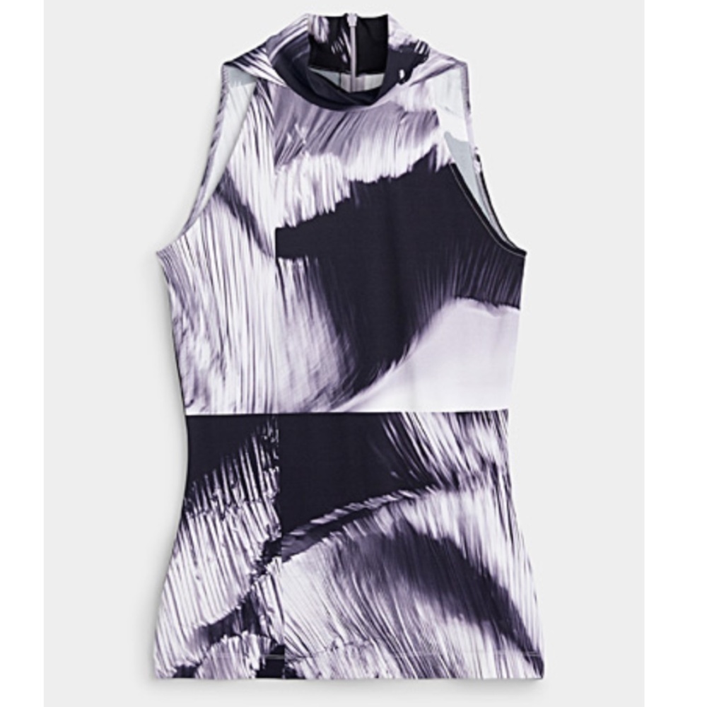 NWT Paul Smith DIGITAL PRINT MOCK NECK SLEEVELESS TOP PURPLE -M